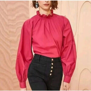 NWT $290 Ulla Johnson Marlie Blouse Women's Size 2 Rosebud Pink Long Sleeve